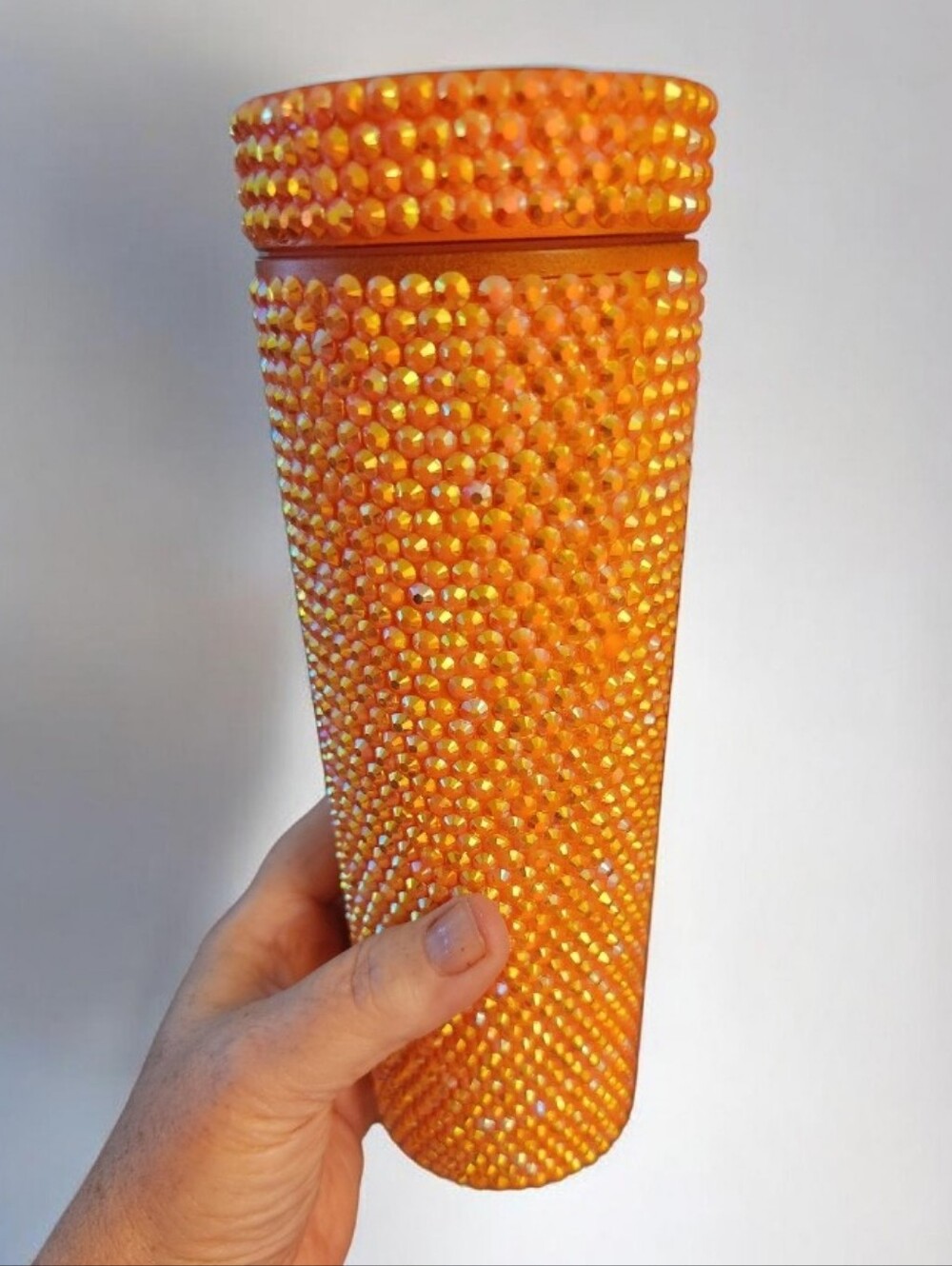 Orange Jeweled Tumbler - Sparkling Bling Travel Cup■ No Straw Or Box ■ EUC